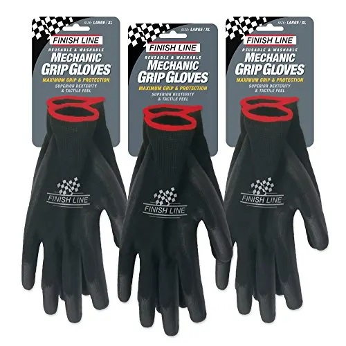 Black Finish Line reusable mechanic gloves with textured palms