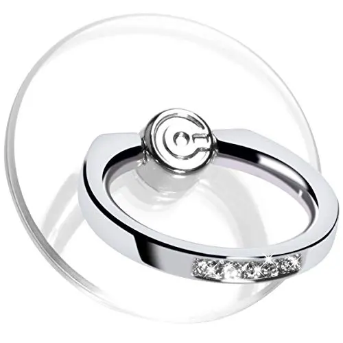 EI Sonador transparent phone ring holder with silver diamond rhinestones