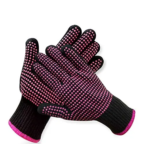AFT90 heat resistant gloves with silicone bumps for hair styling