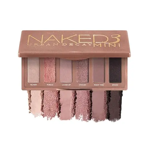 Urban Decay Naked 3 Mini eyeshadow palette showing six rosy nude shades