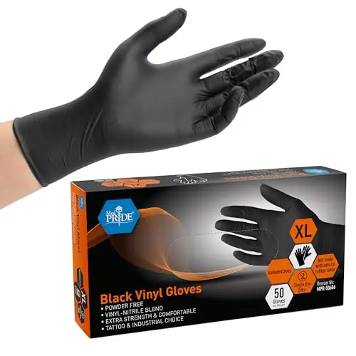 MED PRIDE black vinyl surgical gloves for tattooing