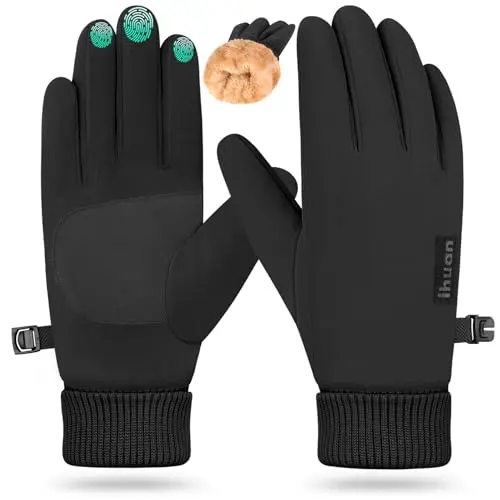 ihuan black lightweight thermal gloves with a long elastic cuff.