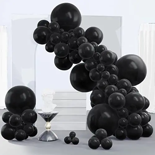 PartyWoo 140 piece matte black latex balloon kit for arches and garlands