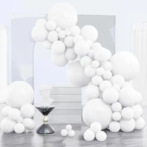 PartyWoo 140 piece pure white latex balloon kit for arches
