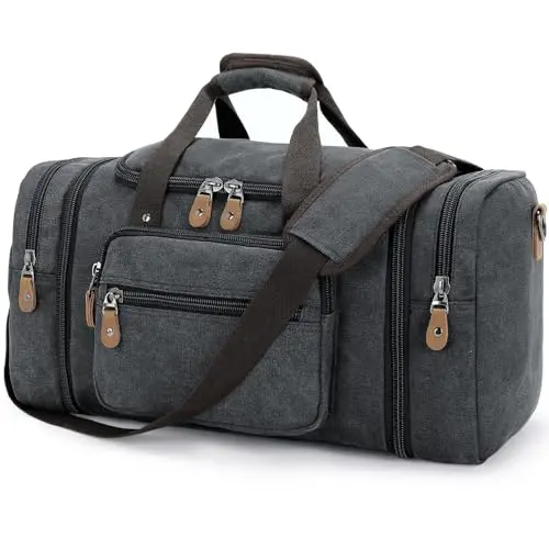 Gonex expandable canvas travel duffle bag in dark gray