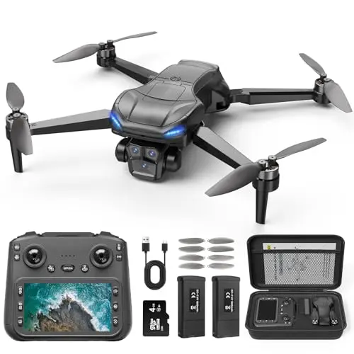 Naseto black foldable drone with 4.5-inch LCD screen remote